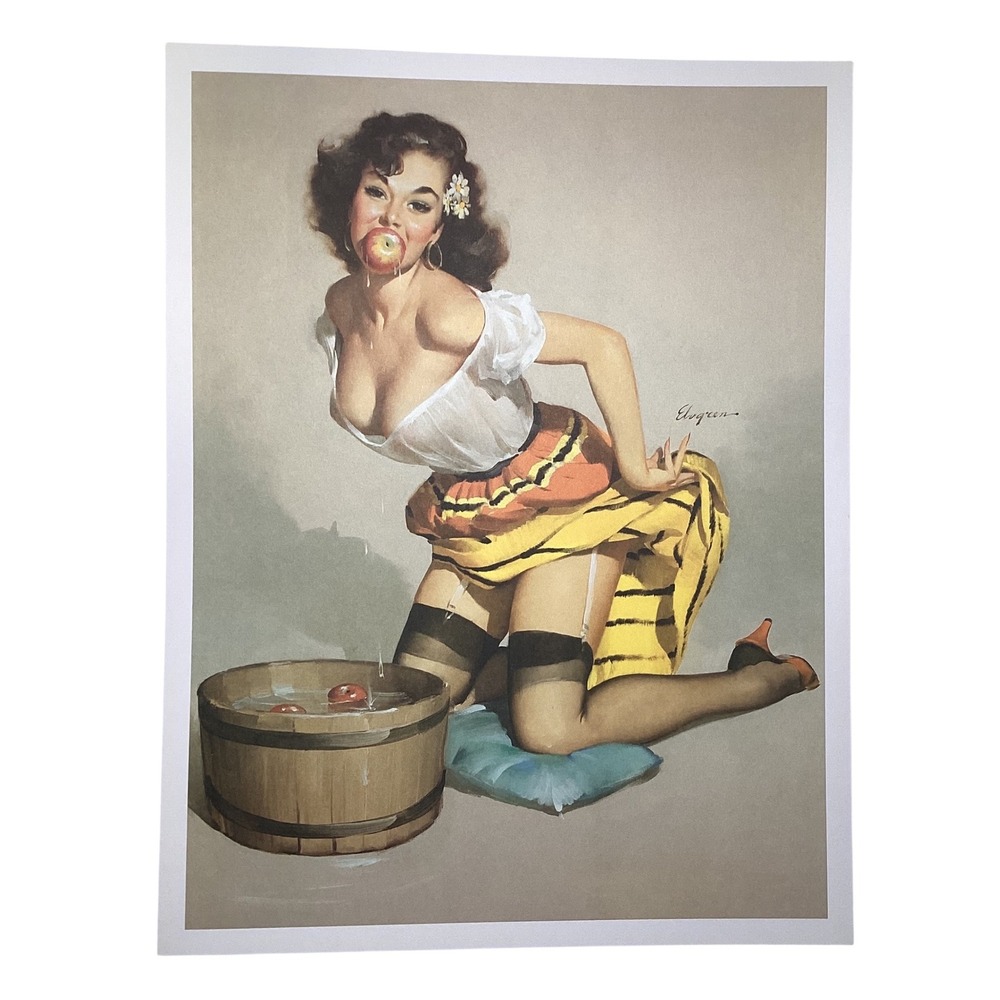 Taschen Pin-up Art Print - Yellow Stripe Skirt, White Blouse
